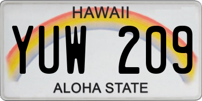 HI license plate YUW209