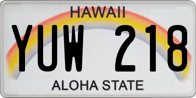 HI license plate YUW218
