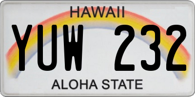 HI license plate YUW232