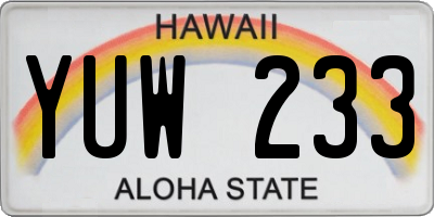 HI license plate YUW233