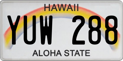 HI license plate YUW288