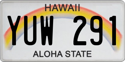 HI license plate YUW291