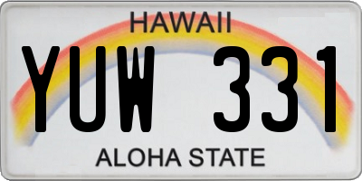 HI license plate YUW331