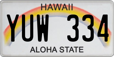 HI license plate YUW334
