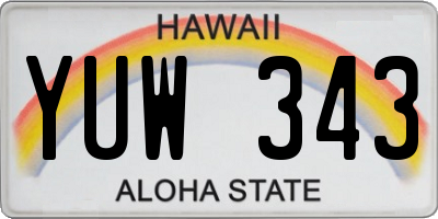 HI license plate YUW343