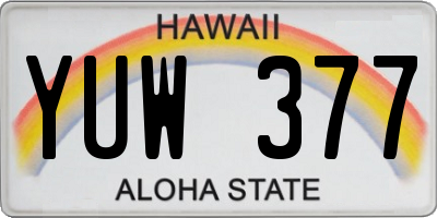 HI license plate YUW377