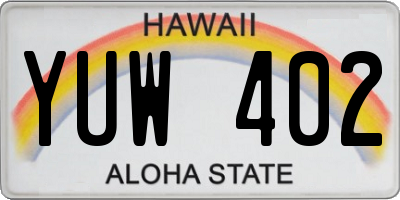 HI license plate YUW402