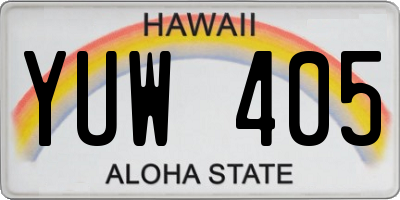 HI license plate YUW405
