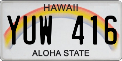 HI license plate YUW416