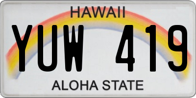 HI license plate YUW419