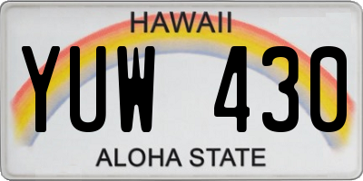 HI license plate YUW430