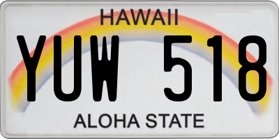 HI license plate YUW518