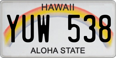 HI license plate YUW538