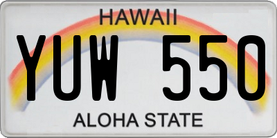 HI license plate YUW550