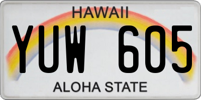 HI license plate YUW605