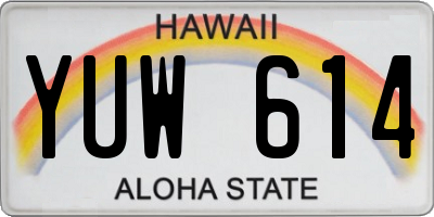 HI license plate YUW614