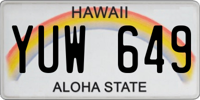 HI license plate YUW649