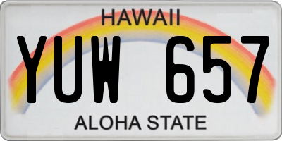 HI license plate YUW657