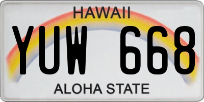 HI license plate YUW668