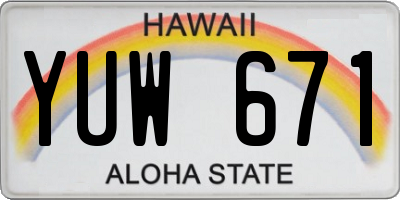 HI license plate YUW671