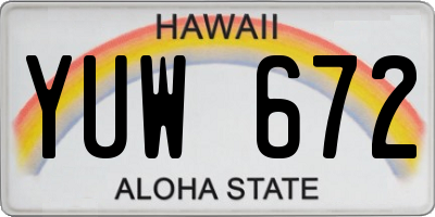 HI license plate YUW672