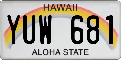 HI license plate YUW681