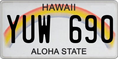 HI license plate YUW690