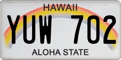 HI license plate YUW702