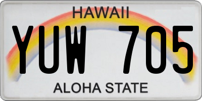 HI license plate YUW705