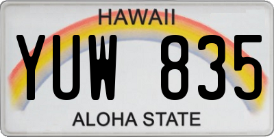 HI license plate YUW835