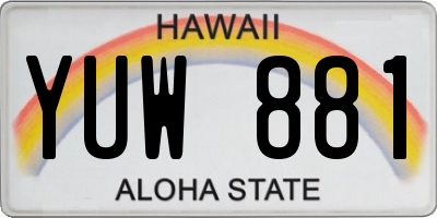 HI license plate YUW881