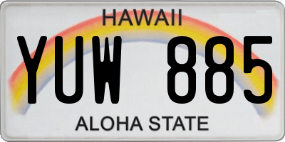 HI license plate YUW885