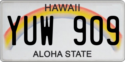 HI license plate YUW909