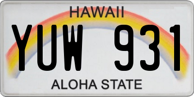 HI license plate YUW931