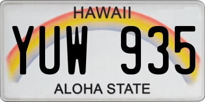 HI license plate YUW935