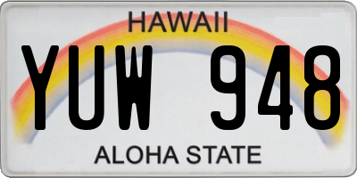 HI license plate YUW948