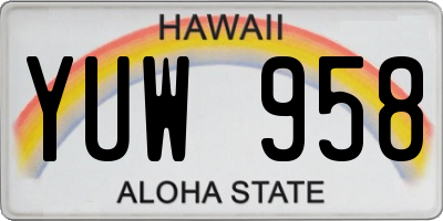 HI license plate YUW958