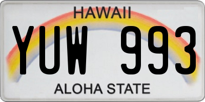 HI license plate YUW993
