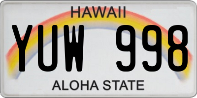 HI license plate YUW998