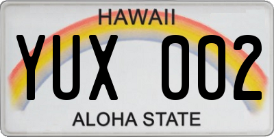 HI license plate YUX002