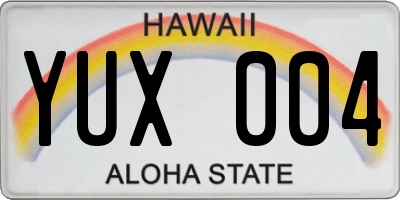 HI license plate YUX004