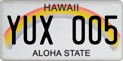 HI license plate YUX005