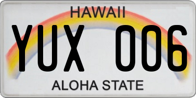 HI license plate YUX006