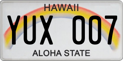 HI license plate YUX007