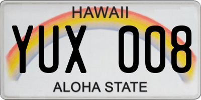 HI license plate YUX008