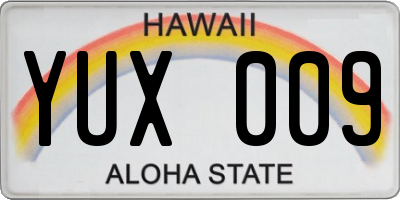 HI license plate YUX009