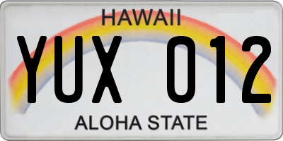 HI license plate YUX012