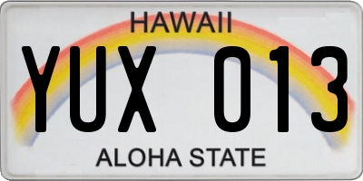 HI license plate YUX013