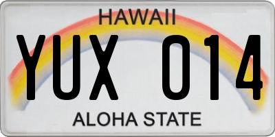 HI license plate YUX014