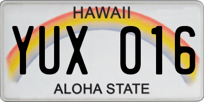 HI license plate YUX016